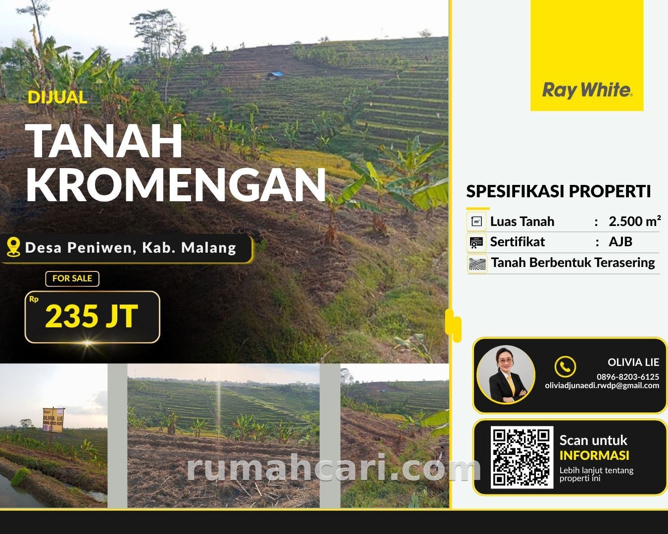 Dijual Tanah Sawah Terasering Subur di Peniwen Kromengan, Potensi Investasi